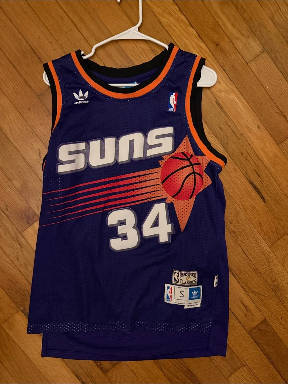 adidas Phoenix Suns Purple and Orange #34 Kids Basketball Jersey